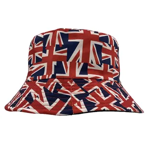 Britse Vlag Union Jack Print Vissershoed Omkeerbaar Katoen Zonbescherming Pet Londen Bezienswaardigheden Buiten Vissershoed Voor Heren Vrouwen