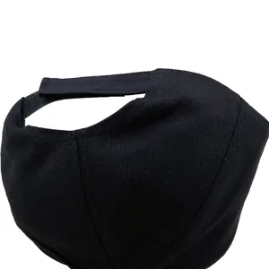 Black cotton baseball cap for kids with adjustable velcro strap and twill texture