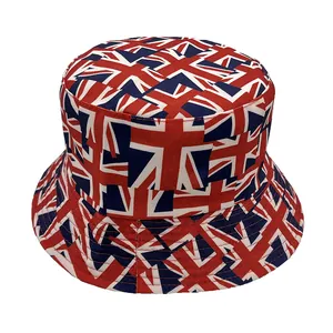 Omkeerbare vissershoed in streetwear-stijl met Britse Union Jack-vlag en zonbescherming