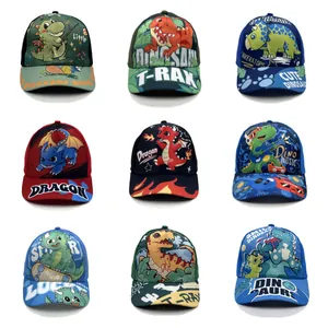 Kids Dinosaur Cartoon Baseball Cap Adjustable Sun Hat For Boys Girls Outdoor Breathable Polyester Printed Duck Tongue Hat