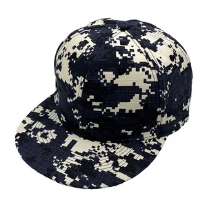 Snapback-Cap mit digitalem Camouflage-Muster in Marineblau und Cremeweiß für Herren