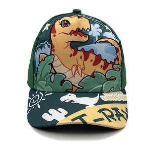 Kids Dinosaur Cartoon Baseball Cap Cotton Breathable Adjustable Sun Protection Outdoor Hat For Boys Girls Travel