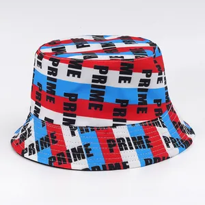 Unisex Summer Casual Bucket Hat PRIME Letter Print Sun Protection Shading Polyester Wide Brim Fisherman Hat Streetwear Outdoor Hat