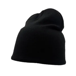 Classic black knitted beanie hat with minimalist street style and soft textured fabric