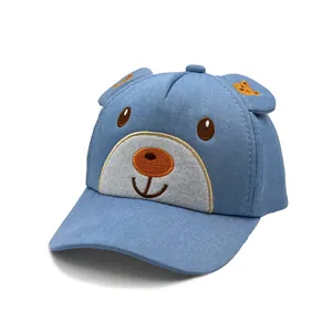 Kinder Cartoon Bär Baseballkappe Mit 3D Ohren Stickerei Baumwolle Sonnenschutz Verstellbarer Outdoor Hut Für Jungen Mädchen