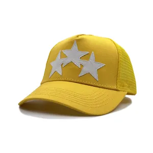 Gorra Trucker Unisex con Parche de Estrella de Cinco Puntas Malla Transpirable Gorra de Béisbol Parasol Ajustable Snapback Moda Exterior
