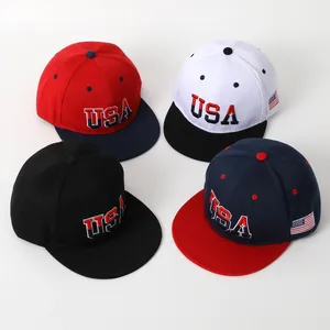 USA Flag Embroidery Hip Hop Baseball Cap For Men Women Flat Brim Snapback Casual Outdoor Sun Shade Fashion Hat