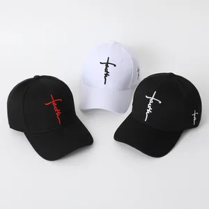 Cappellino da Baseball con Ricamo Croce Faith Poliestere Regolabile Cappello da Sole Outdoor Sport Casual Parasole Uomo Donna