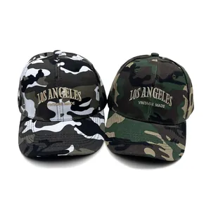 Casquette de Baseball Camouflage Brodée Los Angeles pour Hommes Femmes Mode Extérieur Visière Courbée Chapeau de Soleil