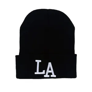 Bonnet en Tricot Acrylique Unisexe Avec Broderie de Lettres LA Bonnet d'Hiver Chaud Pour Hommes Et Femmes Casquette de Sport