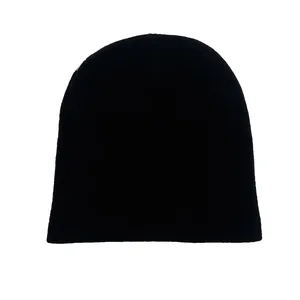 Classic black knitted beanie for men and women with warm jacquard fabric for winter comfort