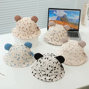Süße Baby-Sonnenhüte mit Panda-Drucken und 3D-Ohren in fünf Farben für Mädchen