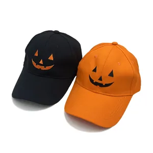 Gorra de Béisbol con Bordado de Calabaza de Halloween Algodón Cara de Jack-O-Lantern Ajustable para Hombre Mujer Sombrero Sombrilla Festivo para Exteriores