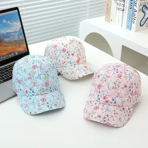 Kids Cotton Baseball Cap Floral Print Peaked Hat For Boys Girls Breathable Sun Protection Outdoor Toddler Sun Hat Accessory