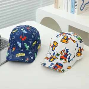 Berretto da baseball per bambini con escavatori e camion in blu navy e bianco