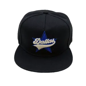 Μαύρο καπέλο snapback Dallas με κέντημα hip hop και μπλε σχέδιο με αστέρι
