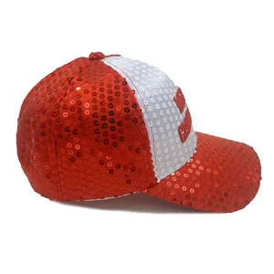 Berretto da baseball natalizio con paillettes rosse e bianche Happy Christmas lucido