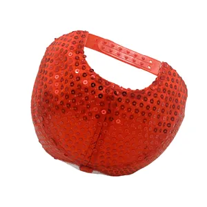 Berretto da baseball rosso con paillettes per Natale con chiusura snapback regolabile