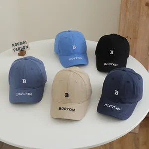 Casquette de Baseball en Coton pour Enfants Broderie de Lettres BOSTON B Chapeau de Soleil Garçons Filles Style Rétro