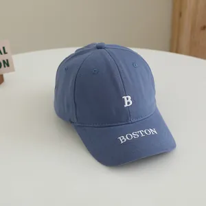Casquette de baseball Boston bleu marine pour enfants avec broderie B et protection solaire