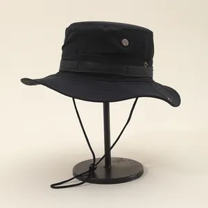 Outdoor wide brim sun hat for hiking and fishing with windproof drawstring and vents