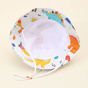 Chapeau de soleil enfant à motif dinosaure avec doublure en mesh et cordon réglable