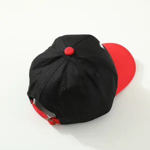 Red and black dinosaur embroidery baseball cap for kids with adjustable metal buckle