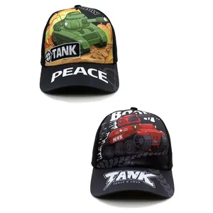 Kids Cartoon Tank Baseball Cap For Boys Girls Polyester Breathable Sun Hat Sunshade Adjustable Outdoor Sport Baseball Hat