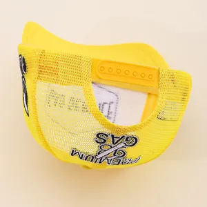 Yellow Premium Gas mesh trucker hat with adjustable snapback and custom embroidery