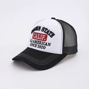 Golden State embroidered trucker hat with breathable mesh and black and white contrast