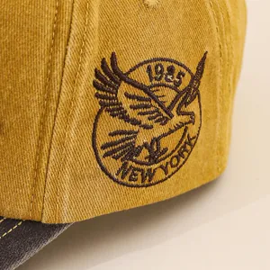Vintage Baumwoll-Baseballkappe mit New York Adler-Stickerei und Cord-Textur