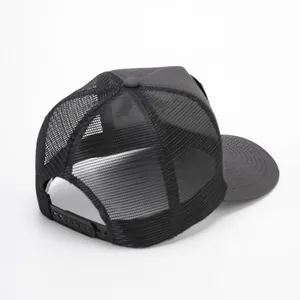 Classic black mesh trucker hat with curved brim and adjustable strap for unisex style
