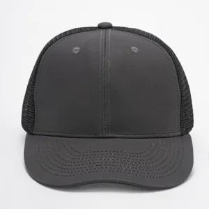 Classic dark grey mesh trucker cap with breathable back and curved brim for men and women