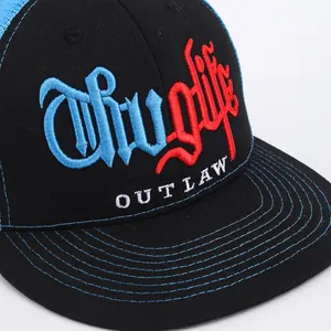 Two-tone mesh trucker hat with 3D Thug Life embroidery and curved brim for men and women