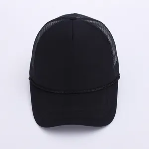 Klassische schwarze Trucker-Mütze mit Seildetail und atmungsaktivem Sonnenschutzdesign