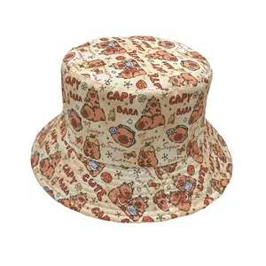 Unisex Καπέλο Bucket με Εκτύπωση Καπιμπάρα Εξωτερική Προστασία από τον Ήλιο Μόδα Αναδιπλούμενο Casual Πολυεστέρας Καπέλο Παραλίας για Άνδρες Γυναίκες