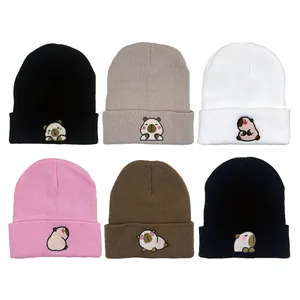 Leuke Capibara Geborduurde Gebreide Muts Voor Dames Heren Winter Warm Zacht Acryl Omslag Beanie Outdoor Casual Hoofddeksel