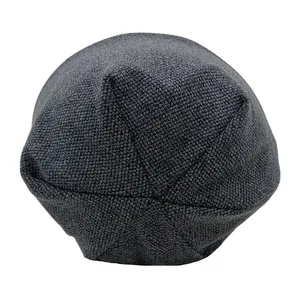 Dark gray knitted beanie hat with a hexagonal stitch pattern for men and women