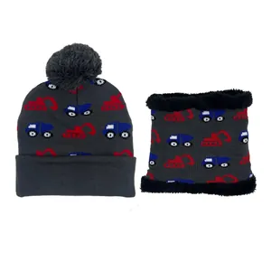 Detailed view of the thick black plush lining inside the kids knit scarf for warmth