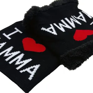 Scaldacollo in maglia per bambini con motivo I Heart MAMMA e fodera in peluche