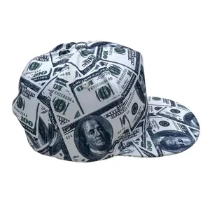 Hip hop snapback baseballpet met volledige 100 dollarbiljetten valuta print patroon