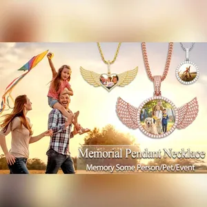 Hip Hop Zinc Alloy Full Rhinestone DIY Memorial Picture Pendant For Unisex Angel Wings Heart Star Pendants Only Without Chain