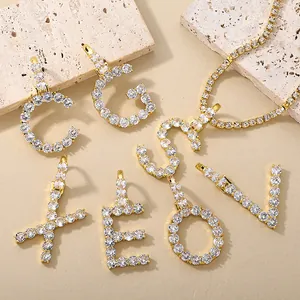 Iced Out 26 Engelse Alfabet Letter Hanger Ketting Hip Hop Tennisketting Bling Zirkonia Legering Goud Zilver Vergulde Vrouwen Sieraden Cadeau