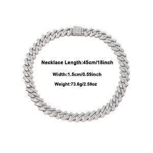 Detailed dimensions of 18 inch iced-out Cuban link chain with 45cm length and 1.5cm width
