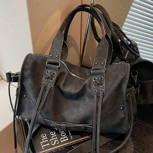 Vintage Wildleder Damen Umhängetasche Mit Großem Fassungsvermögen Quasten Nieten Umhängetasche Lazy Stil Reise Tote Handtasche