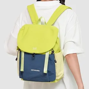 Sac à dos en tissu Oxford bicolore avec bretelles contrastées pour voyage et loisirs