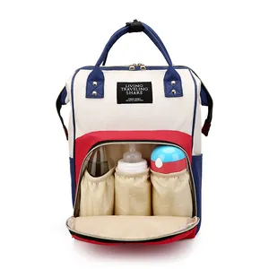 Mochila para pañales de gran capacidad con tres bolsillos térmicos para biberones delante