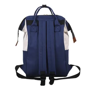 Large capacity waterproof navy and cream multi-functional diaper backpack for moms