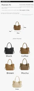 Detailed size chart and specifications for the versatile women's PU leather bucket bag