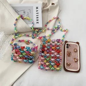 Sacs en perles coeur colorés faits main et coque de téléphone ours brun pour l'été